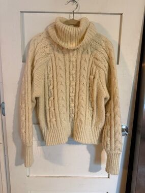 a new day Cream Cable Knit Turtleneck Sweater